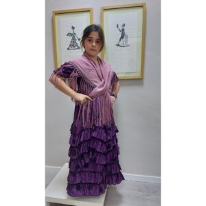 Traje de flamenca berenjena, Talla 10